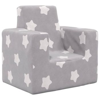 Sofá Para Niños Felpa Suave Gris Claro Con Estrellas Vidaxl