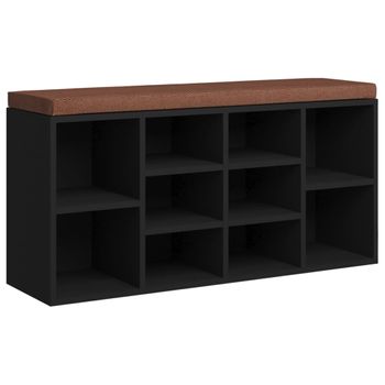 Banco Zapatero De Madera Contrachapada Negro 103x30x48 Cm Vidaxl