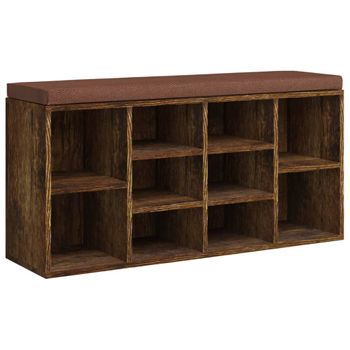 Banco Zapatero Madera Contrachapada Roble Ahumado 103x30x48 Cm Vidaxl