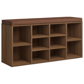 Banco Zapatero Madera Contrachapada Marrón Roble 103x30x48 Cm Vidaxl