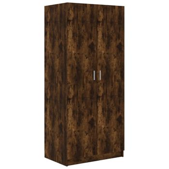 Armario Madera Contrachapada Color Roble Ahumado 80x52x180 Cm Vidaxl