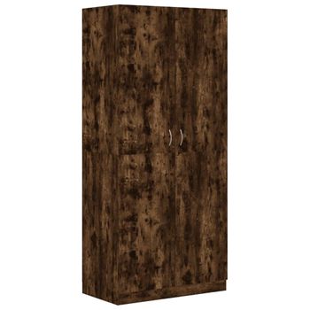 Armario Madera Contrachapada Color Roble Ahumado 90x52x200 Cm Vidaxl