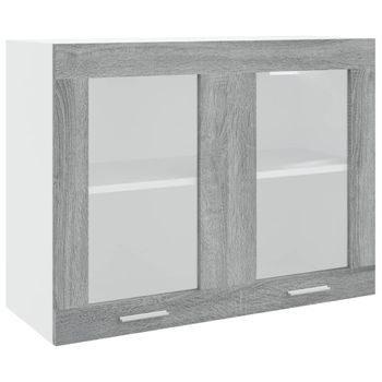 Armario Vitrina Colgante Madera Gris Sonoma 80x31x60 Cm Vidaxl