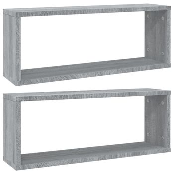 Estantes Cúbicos De Pared 2 Uds Madera Gris Sonoma 60x15x23 Cm Vidaxl