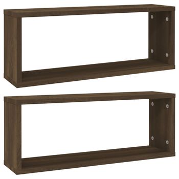 Estantes Cúbicos De Pared 2 Uds Madera Roble Marrón 60x15x23 Cm Vidaxl