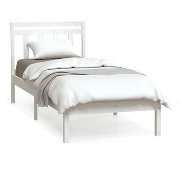 Estructura De Cama Individual Madera Maciza Blanco 75x190 Cm Vidaxl