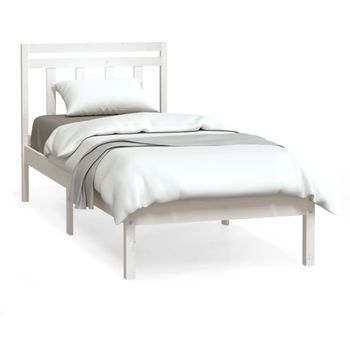 Estructura De Cama Individual De Madera Maciza Blanco 90x190 Cm Vidaxl