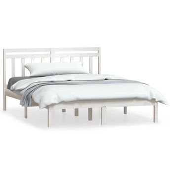 Estructura Cama Doble Pequeña Madera Maciza Blanco 120x190 Cm Vidaxl