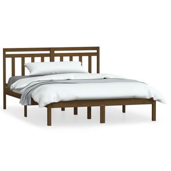 Estructura De Cama Madera Maciza De Pino Marrón Miel 140x200 Cm Vidaxl