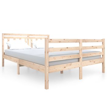 Estructura De Cama Madera Maciza 140x190 Cm Vidaxl