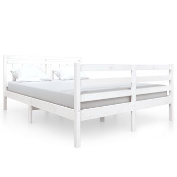 Estructura De Cama De Madera Maciza Blanca 140x190 Cm Vidaxl