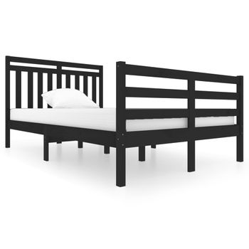 Estructura De Cama Madera Maciza Negra 120x200 Cm Vidaxl