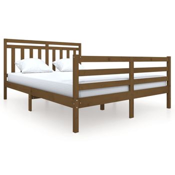 Estructura De Cama Madera Maciza Marrón Miel 160x200 Cm Vidaxl