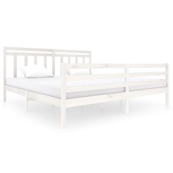 Estructura De Cama Madera Maciza Blanca 200x200 Cm Vidaxl