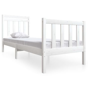 Estructura De Cama Individual Madera Maciza Blanco 75x190 Cm Vidaxl