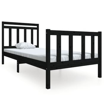 Estructura De Cama Madera Maciza Negra 100x200 Cm Vidaxl