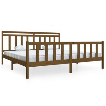 Estructura De Cama De Madera Maciza Marrón Miel 200x200 Cm Vidaxl