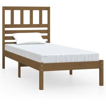 Estructura De Cama Madera Maciza Pino Marrón Miel 75x190 Cm Vidaxl