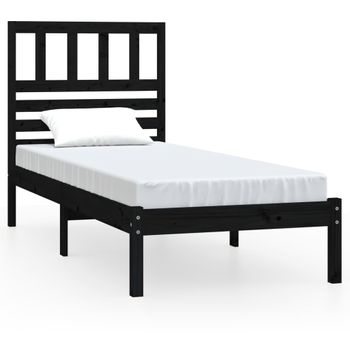 Estructura De Cama Madera Maciza De Pino Negro 75x190 Cm Vidaxl