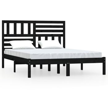 Estructura De Cama De Madera Maciza Pino Negra 120x190 Cm Vidaxl