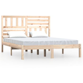 Estructura cama madera de pino doble marrón miel 135x190 cm - referencia  Mqm-3105138