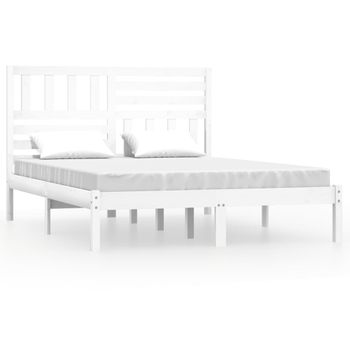 Estructura De Cama Madera Maciza De Pini Blanca 120x200 Cm Vidaxl