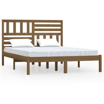 Estructura De Cama Madera Maciza De Pino Marrón Miel 120x200 Cm Vidaxl