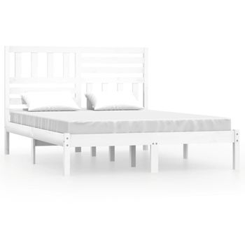 Estructura De Cama De Madera Maciza De Pino Blanca 160x200 Cm Vidaxl