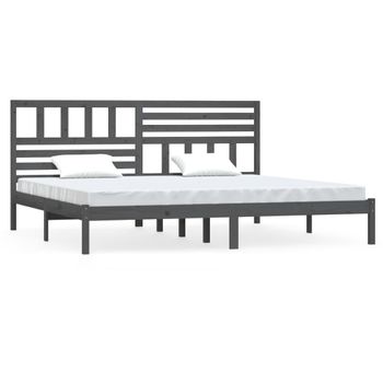 Estructura De Cama Madera Maciza De Pino Gris 180x200 Cm Vidaxl