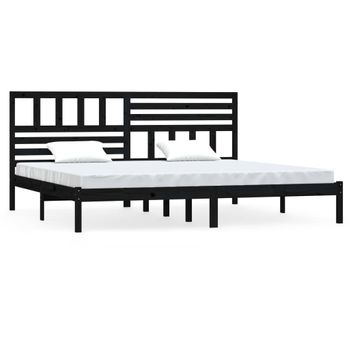 Estructura De Cama De Madera Maciza De Pino Negra 200x200 Cm Vidaxl