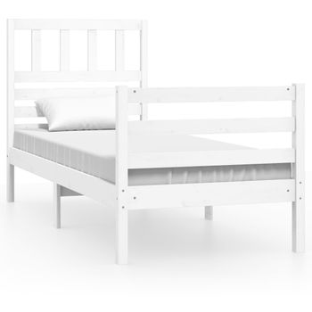 Estructura De Cama Individual Madera Maciza Blanco 75x190 Cm Vidaxl