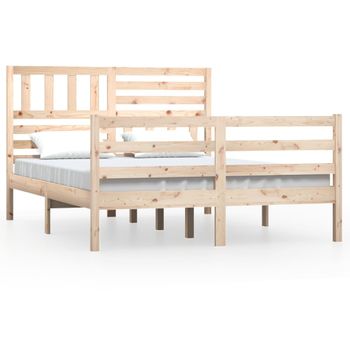 Estructura De Cama Madera Maciza 140x190 Cm Vidaxl