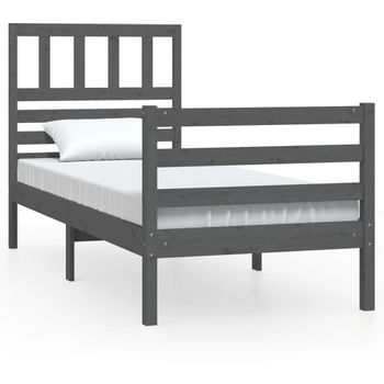 Estructura De Cama Madera Maciza Gris 90x200 Cm Vidaxl