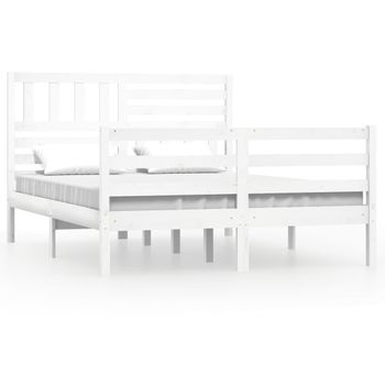 Estructura De Cama De Madera Maciza Blanca 160x200 Cm Vidaxl