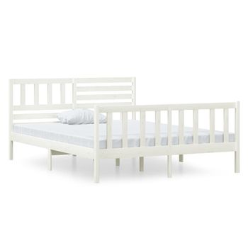 Estructura Cama Doble Pequeña Madera Maciza Blanco 120x190 Cm Vidaxl