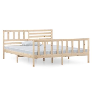 Estructura de cama matrimonio vidaXL madera maciza gris 135x190cm 22,95Kg,  Camas plegables, Los mejores precios