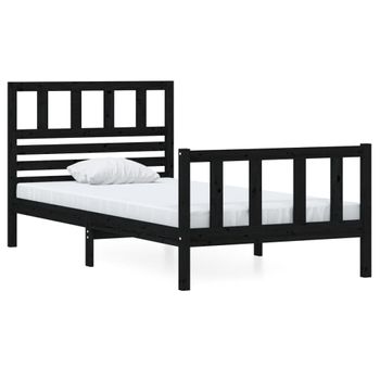 Estructura De Cama Madera Maciza Negro 90x200 Cm Vidaxl