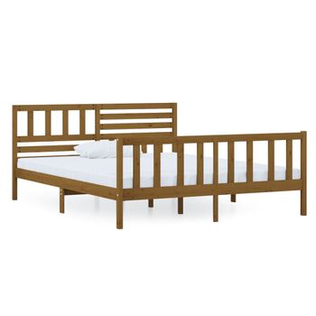 Estructura De Cama De Madera Maciza Marrón Miel 120x200 Cm Vidaxl