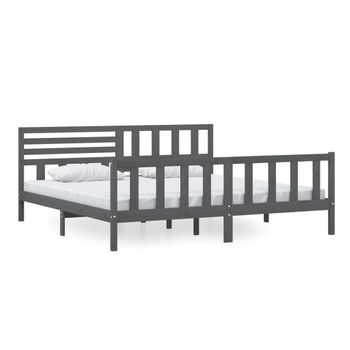 Estructura De Cama De Madera Maciza Gris 200x200 Cm Vidaxl