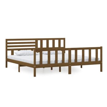 Estructura De Cama Madera Maciza Marrón Miel 200x200 Cm Vidaxl