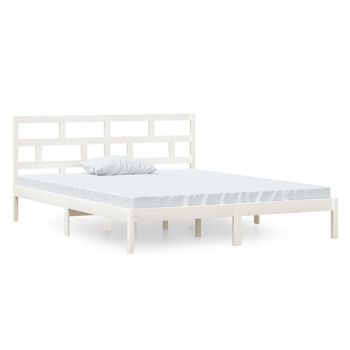 Estructura Cama Doble Pequeña Madera Maciza Blanco 120x190 Cm Vidaxl