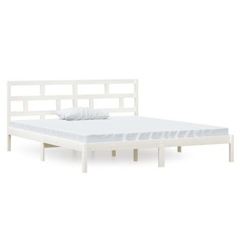 Estructura De Cama Doble De Madera Maciza Blanco 135x190 Cm Vidaxl