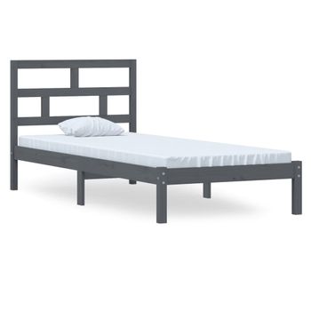 Estructura De Cama De Madera Maciza De Pino Gris 100x200 Cm Vidaxl