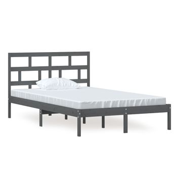 Estructura De Cama Madera Maciza De Pino Gris 120x200 Cm Vidaxl