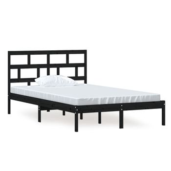 Estructura De Cama Madera Maciza De Pino Negro 120x200 Cm Vidaxl