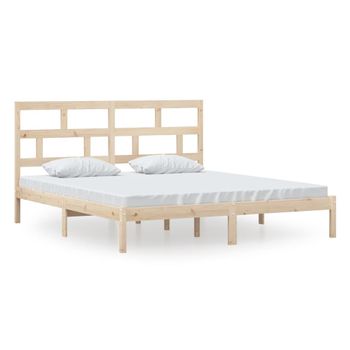 Estructura De Cama De Madera Maciza Super King 180x200 Cm Vidaxl