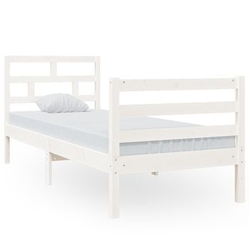 Estructura De Cama Individual Madera Maciza Blanco 75x190 Cm Vidaxl