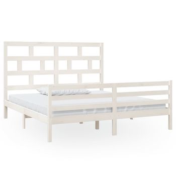 Estructura De Cama Madera Maciza Blanco Supe King 180x200 Cm Vidaxl