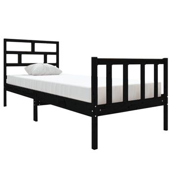 Estructura De Cama Madera Maciza De Pino Negro 75x190 Cm Vidaxl