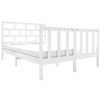 Estructura De Cama Madera Maciza Pino Blanco 120x190 Cm Vidaxl